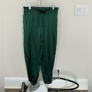 Green Satin Jogger Pants
